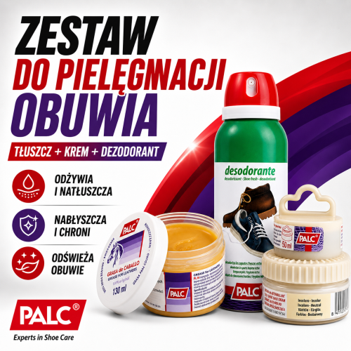Zestaw 3w1 PALC Dezodorant z Bezbarwną Pastą i Tłuszczem do Butów