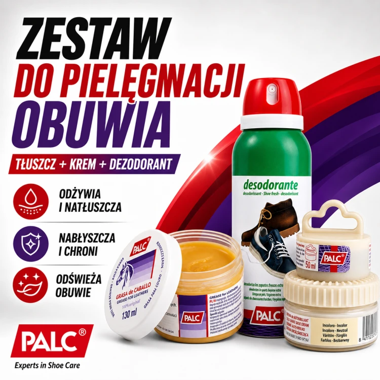 Zestaw 3w1 PALC Dezodorant z Bezbarwną Pastą i Tłuszczem do Butów
