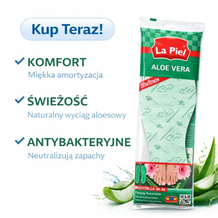 LA PIEL Wkładki do Butów ALOE VERA Miękkie i Wygodne do wycinania (36 - 46)